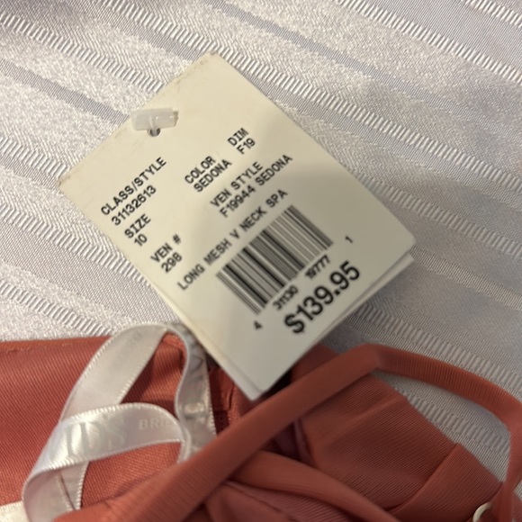 David’s bridal dress sz 10 classic style color Sedona long mesh V neck spa #298 - Picture 6 of 7